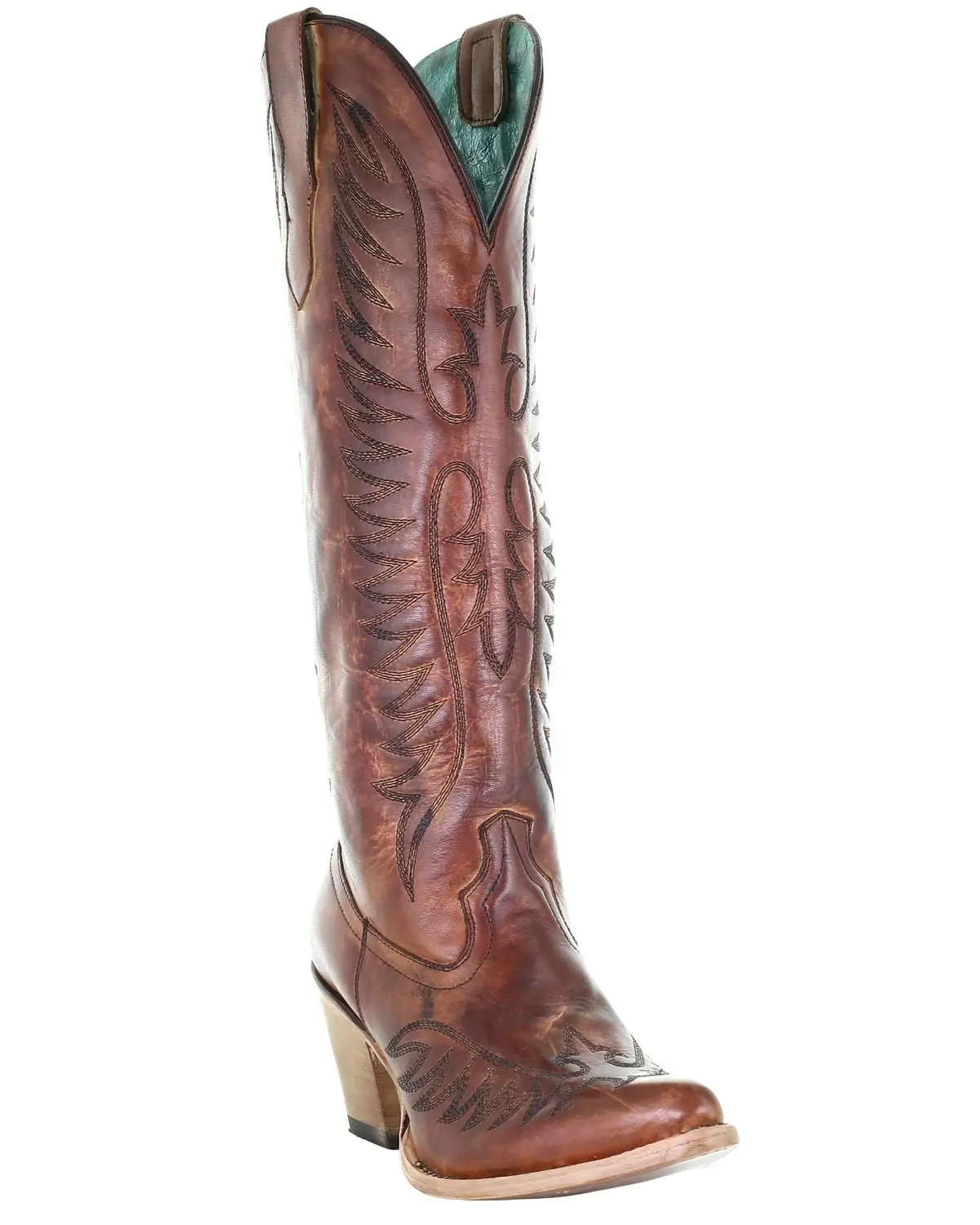 Corral Women's Cognac Embroidery Western Boot Round Toe - E1570