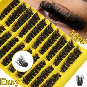 160pcs Individual Eye Lash Clusters, 100D D Curl 10-18mm, DIY EyeLash Clusters Paired Left & Right, Dense, Natural Look, Fluffy Cluster Lashes, Suitable For Home, Outdoor, Daily Life, Wedding, Date, Party Lash Clusters, Eyelash Extensions