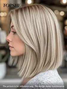 Topshe High-Quality Lace Wig, 12-Inch Shoulder-Length Straight Hair, Light, Heat-Resistant, Natural Look, Comfortable Fit