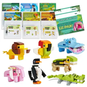 28Pcs / 24Pcs Animal Building Blocks with Kids Valentines Cards 2025 Valentine Exchange Cards Valentine's Day Gifts for Kids