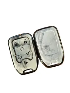 Chevy Key Fob Cover Soft TPU Full Protection Key Shell Key Case Compatible with 2017-2021 Chevrolet Silverado Suburban Tahoe GMC Acadia Sierra Terrain Yukon