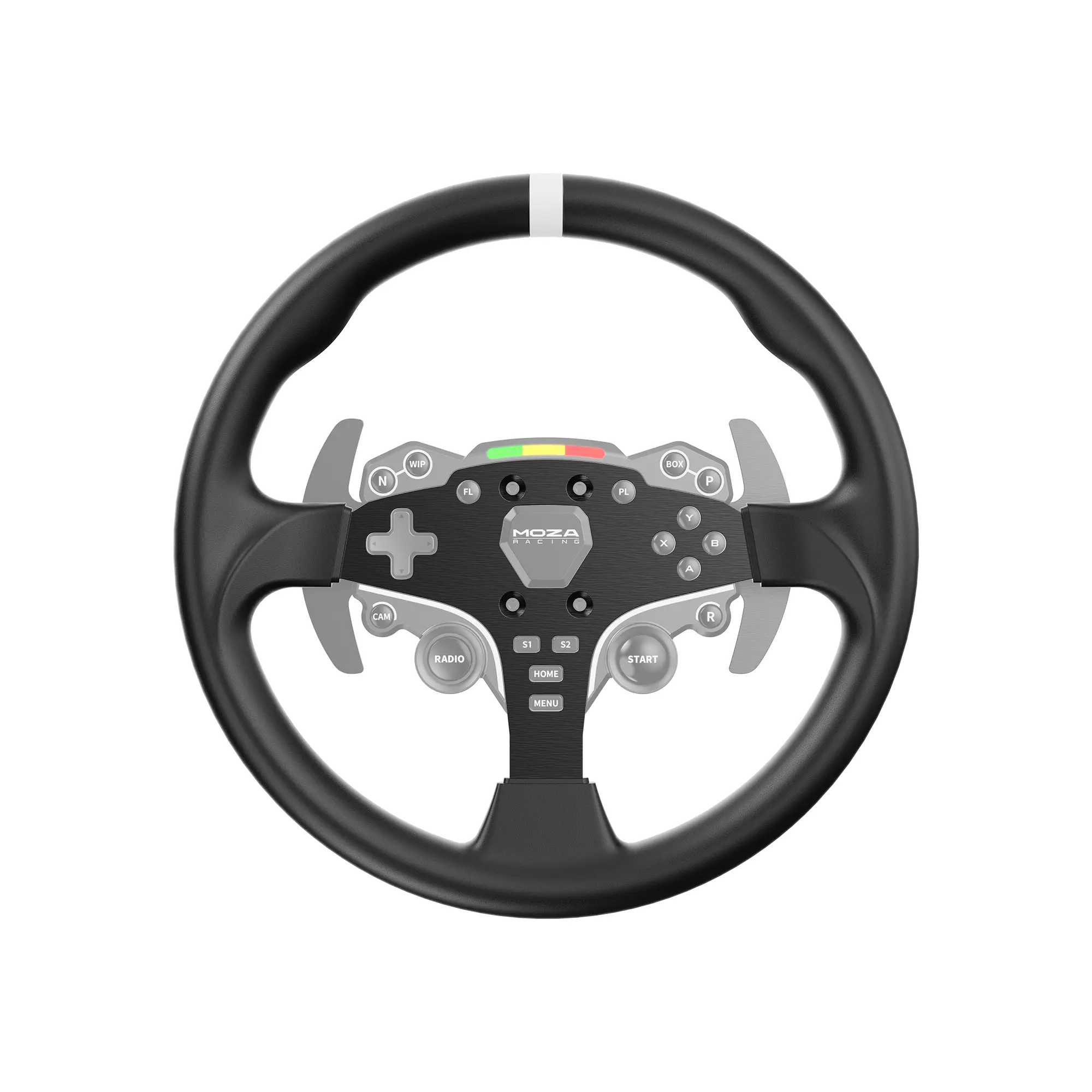 MOZA 12-inch Round Wheel Mod for ESX with Ergonomic Design Microfiber Leather Grips Aluminum Wheel Rim