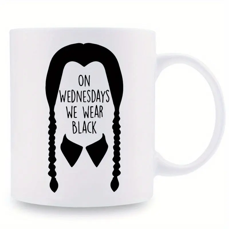 11oz/15oz On Wednesday Black Girl Ceramic Coffee Mug, Best Gifts For Halloween Day Birthday Gift for commercial Drinkware Beverage