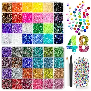 48 Color with 40000Pcs Jelly Rhinestones synthetic beads With Kit for Bedazzling 3mm Multicolor synthetic beads Resin Flatback beads for Art Bedazzler Kit for Crafting Book Shoes Nail Art Glitter Decorative Nails Glam Pack Glitter