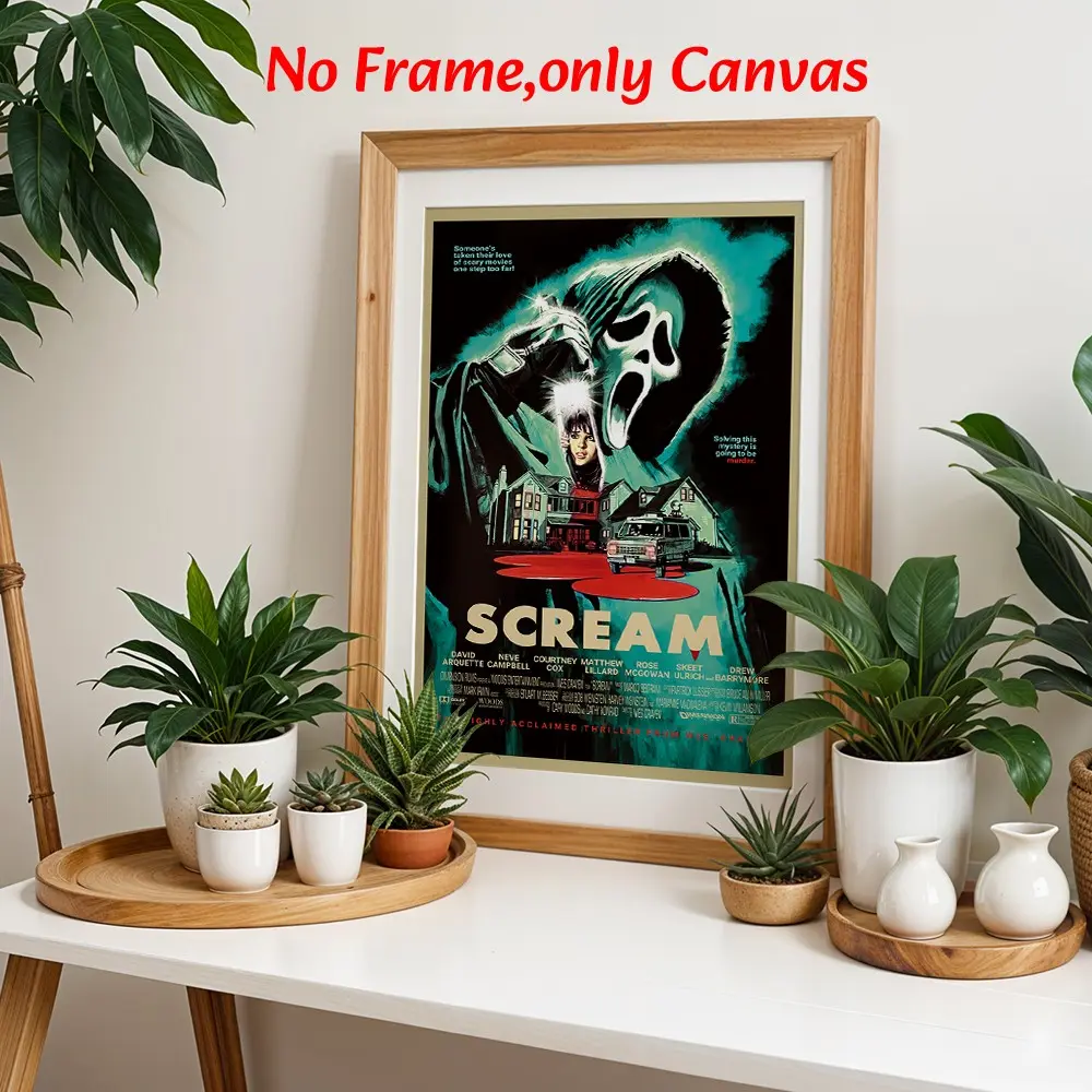 Retro Horror Wall Arts Scream Posters, Movie Canvas Prints, Horror Film Wall Decor, Canvas Art Print, Living Room, Bedroom, Home Office Gift, Unframed, Vintage Canvas Decor, Decorative Artwork, Picture Image Prints