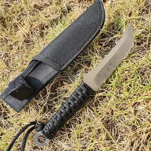 Durable Fixed Blade Hunting Knife: High Carbon Stainless Steel Construction with Full-Tang Design, Nylon Sheath for Field Survival & Tactical Use
