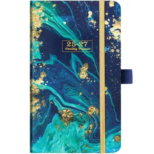 2025-2027 Pocket Planner/Calendar - Monthly Planner with Inner Pocket & Pen Hold, Blue