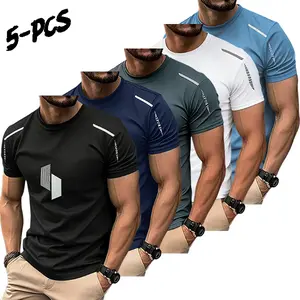 Men's 5-Pack Quick-Dry Sports T-Shirts, Breathable Male Athletic Tops for Running, Training, T Shirt