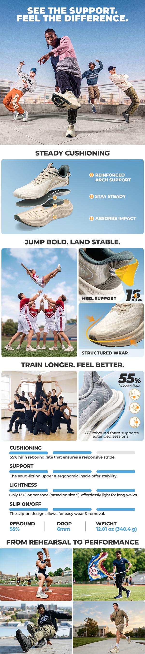 ALLSWIFIT Men's Slip On Stability Cross Trainer Walking Shoes Coushioning Arch Support Non Slip Breathable Comfortable Workout Running Tennis Gym Fashion Sneaker