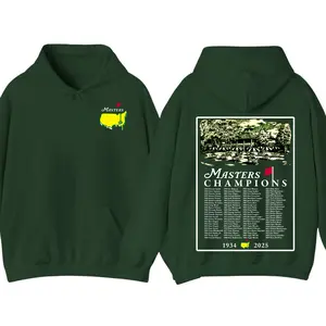The Masters Champions 1934–2025 Hoodie, Augusta National Golf Tournament Pullover, Vintage Golf Champion List Graphic, Cotton Streetwear Casual Top