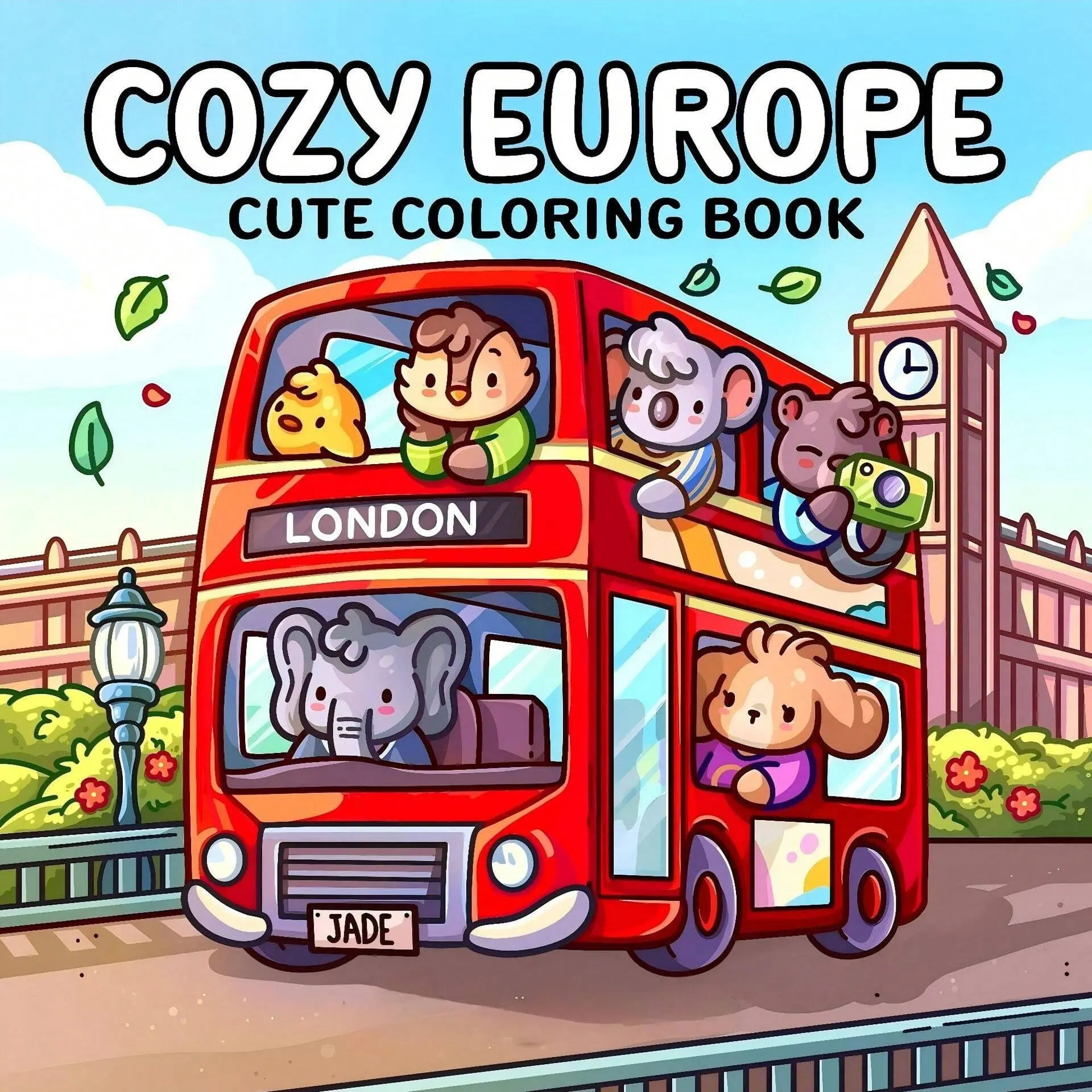 Hand drawn must-have COZY EUROPE Cute coloring book Illustrations For Adults And Kids, Bold, Easy, Simple, Big Creative Designs For Relaxation, Stress Relief, Christmas gift