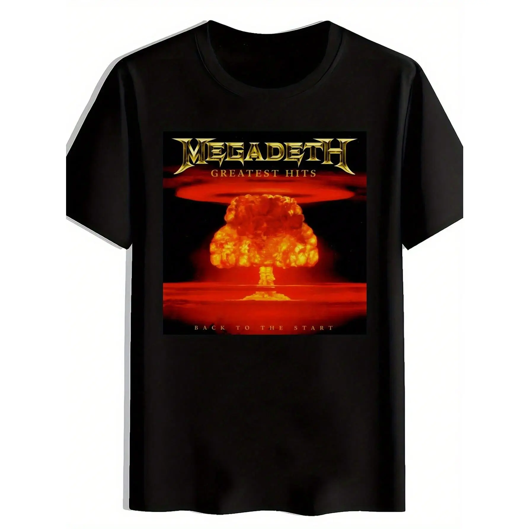 Men's MEGADETH Rock Band Graphic Tshirt - Knitting Cotton Flower Fabric, Breathable Round Neck, Short Sleeve Fashion Casual Crop Top for Summer Everyday Outfits