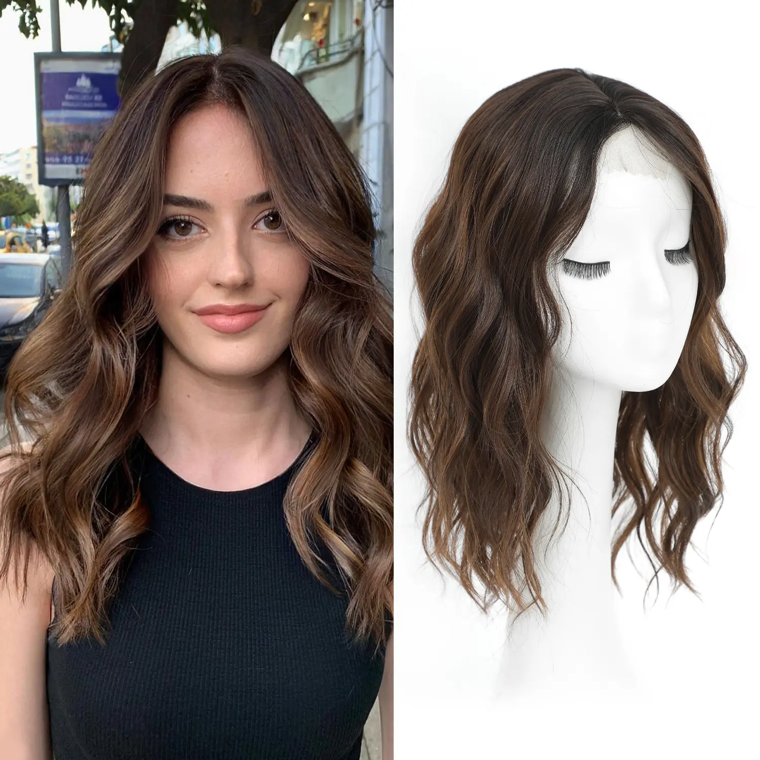 16 Inch Wavy Hair Topper for Women with Thinning Hair Full Coverage Natural Blending Easy to Wear Seamless Fit Hair Pieces for Daily & Party Use