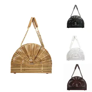 Copy of Half Round Bamboo Bag Women's Handbag Beach Bag Ins Net Red Popular Bamboo Handbag Round Bag