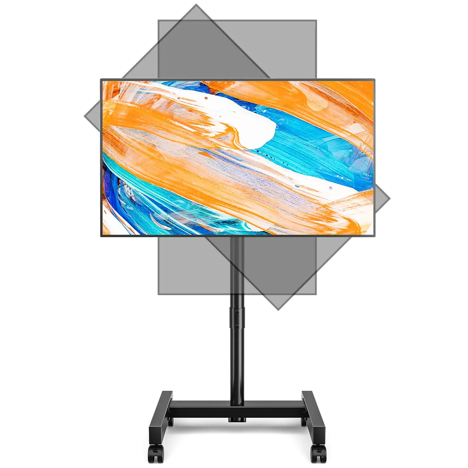 Rfiver Rolling TV Stand, Mobile TV Cart for 13-50 Inch Flat Curved TV with Tilting and Rotating