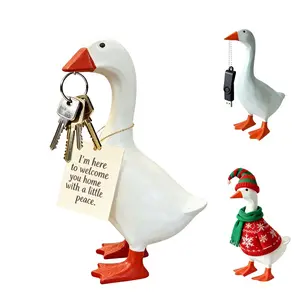 Desk Goose 7 inch Cute Mini Desktop Goose Statue with Three Positive Cards Funny Goose Figurine Table Decor House Warming Christmas Birthday Gifts