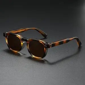 Vintage Square Sunglasses - Black Acetate Frame with Rivet-Detailed Temples Dark Tinted Lenses Rimless-Inspired Shades for Every Occasion