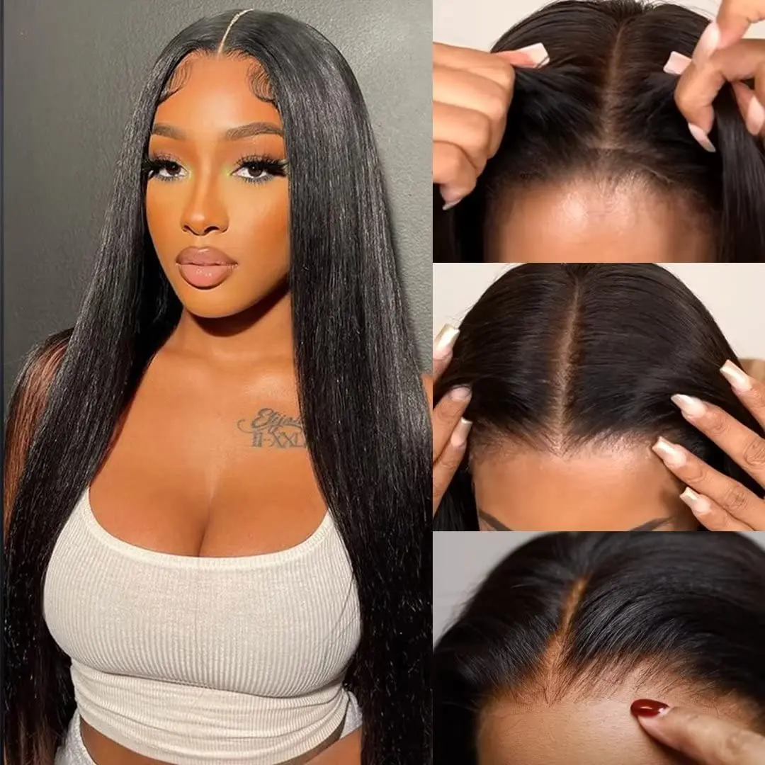 Gabrielle Hair Glueless Human Wigs 5X5 Glueless Wig 100% Human Hair Straight 6X4 Pre Cut Lace Wigs Pre Plucked HD Transparent No Glue Wigs For Women   #SummerVibes#tiktokshopspringglowup
