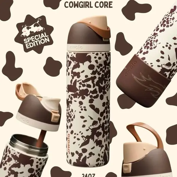 [On sale] Owala Cowgirl Core 24oz Freesip Water Bottle, 24-hour cold, suitable for daily use, gift for her, special edition