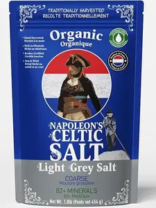 Napoleon's Celtic Organic 82 Minerals Sea Salt Coarse, 1.0lb Resealable Bag, French Sea Salt, Grey Salt, Naturally Moist, Hand Harvested, Unrefined Mineral Salt, 100% Natural (1.0lb Grey Coarse) Pack of 1