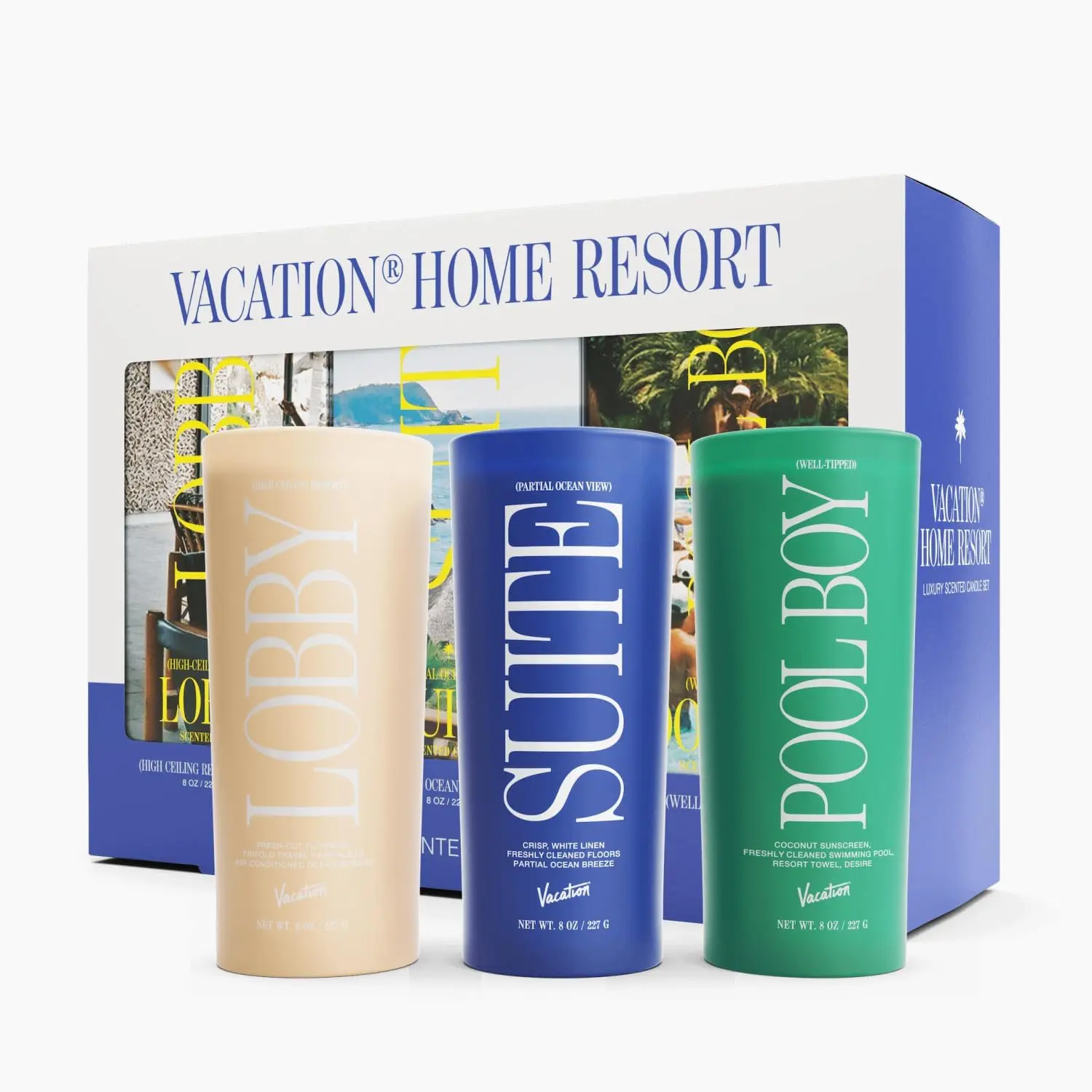 Home Resort Three Candle Set | Candle Gift Set, 85-Hour Burn, Hotel-Themed Summer Scents