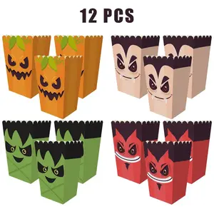 12 Pieces Halloween Popcorn Box Halloween Party Favor Snack Treat Boxes Candy Cookie Container Decorations Gifts for Popcorn Sales Halloween Party Favor Supplies