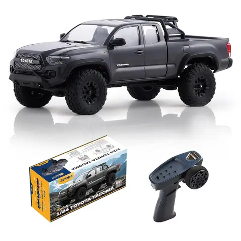 FMS Hobby 1:24 FCX24M Officially Licensed Toyota Tacoma RTR Hobby Grade RC Crawler - Rechargeable Remote Control Car, Metal Ladder Frame, Scale-Accurate Detailing, ABS Plastic Build, Counter-Rotating Design, Rugged Off-Road Vehicle for Crawl or Trail Run