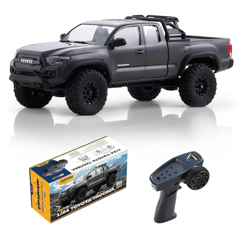 FMS Hobby 1:24 FCX24M Officially Licensed Toyota Tacoma RTR Hobby Grade RC Crawler - Rechargeable Remote Control Car, Metal Ladder Frame, Scale-Accurate Detailing, ABS Plastic Build, Counter-Rotating Design, Rugged Off-Road Vehicle for Crawl or Trail Run