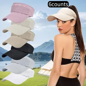 6PCS Women's UV Protection Sun Hat Set, Beach Hat, Korean Style Summer Running Tennis Outdoor Sports Cap, Lightweight Breathable Sporty Shade Hats, Sunscreen Hat
