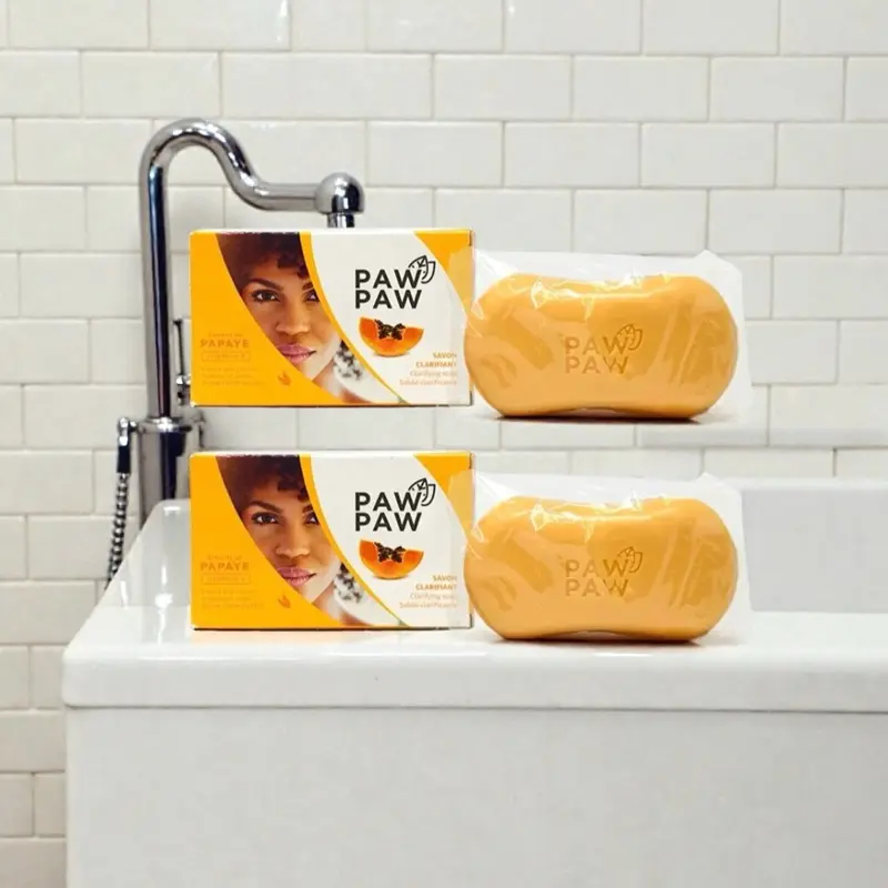 Papaya Paw Paw Skin & Body Clarifying Bar Soap  Papaya Extracted with Vitamin E 180g 6.3oz Pack of 2 for Daily Cleansing