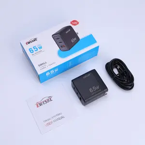 65W USB Wall Charger 3-in 1 GaN Fast PD 65W Plug Charging Station Multi Port for Phone 16 Pro/16/15 S24/S23 Tablet Travel Power Adapter US Plug