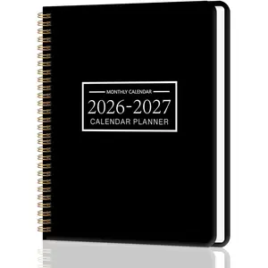 Monthly Planner 2026-2027, 2 year calendar 2026-2027 Calendar Book from Jan 2026 - Dec 2027 with  PVC Cover, 9'' x 11'', Organize Schedule for School, Office, Family,Black