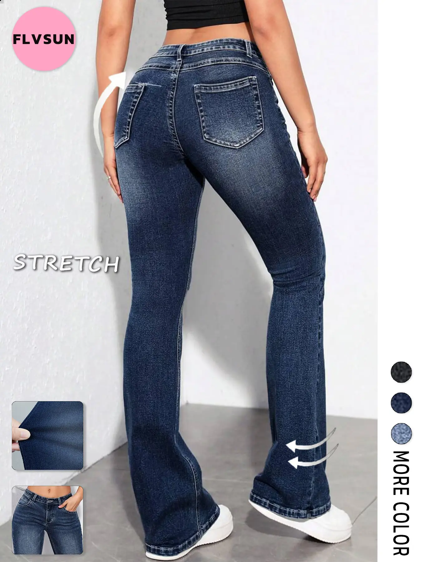 Flvsun Women's Low Rise Bootcut Jeans - Casual 90s Minimalist Retro Sculpting Denim Pants, Stretch Bell Bottom Flared Pants with Pockets for Women, Flared Jeans, Low Rise Jeans