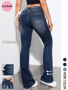 Flvsun- Women's Bell Bottom Jeans Low Rise Bootcut Flare Wide Leg Stretch Fit Long Denim Pants  Mom Jeans  90s Outfits  Low Rise Flared Jeans
