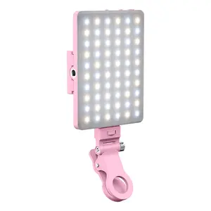 Spring Portable Selfie LED Ring Light Clamp, USB Rechargeable LED Fill Light for Camera Phone Tablet PC, Selfie LED Light for iPhone Cellphone Android Live Streaming Makeup Vlog, Adjustable, Photographic Kit, Ringlight