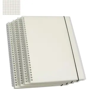 Spiral Notebook, 4 count 10.1 Inch x 7.6 Inch B5 Thick Plastic Translucent Frosting Hardcover Graph Paper 80 Sheets -160 Pages Journals for Study and Notes (B5 7.3"X 10"-Grid 4 count)