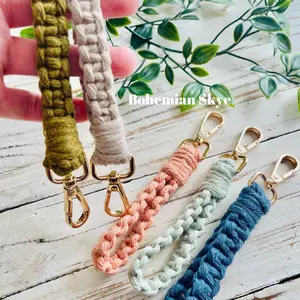 Mini macrame wristlet, mini lanyards, gift idea for her woman key chain