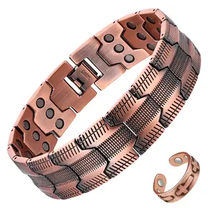 MagEnergy Copper Bracelet for Men 3X Ultra Strength Magnetic Bracelets 99.99% Pure Copper with 3500 Gauss Neodymium Magnets Adjustable