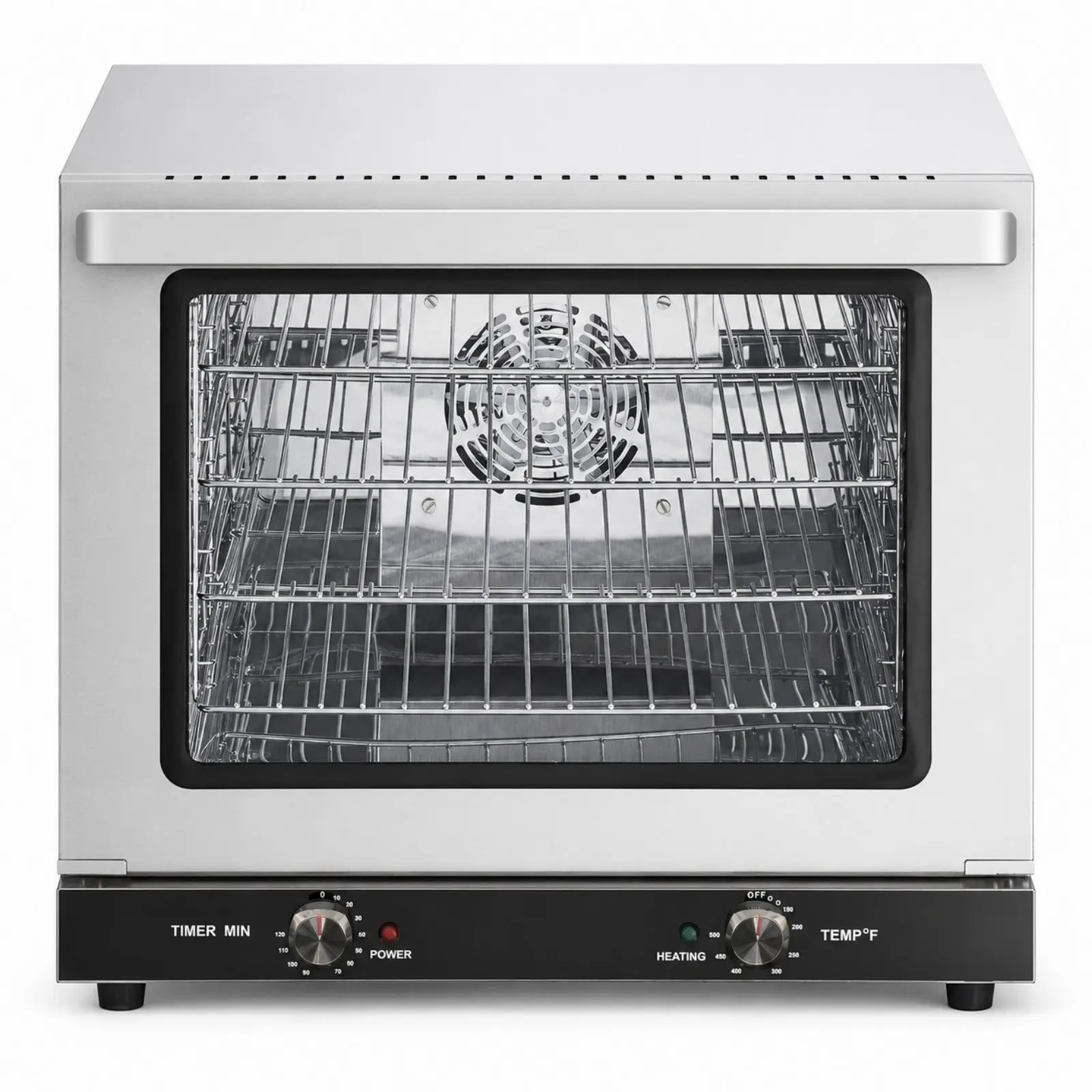 Hakka 66L Commercial Convection Oven for Restaurants, Snack Bars, Convenience Stores - Half-Size 2800W Stainless Steel Counter Top Unit with 4 Racks, Double Insulated Glass Door, 150–500°F Range, 120-Min Timer