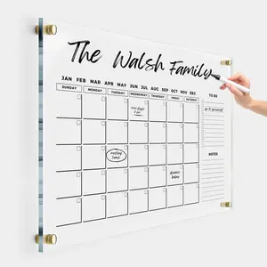 Minimalist Horizontal Clear Calendar for Office and Home Wall - Calendar 2026 Dry Erase Two Month Planner Family Calendar Calendar w Marker and Black Hardware