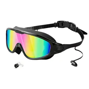 Kids Anti-Fog Swim Goggles with Earplug for Adults & Kids Anti-Fog Full-Coverage 3-Color UV Lens Waterproof Earplugs & Nose Clip Fit Outdoorfun Swimming Goggles & Earplugs Set