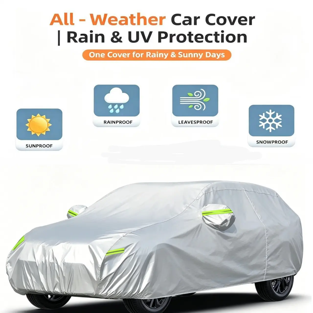 Universal Car Cover,UV Protection,Dustproof,Anti Scratch,Easy to Install and Store,for Outdoor and Garage Parking