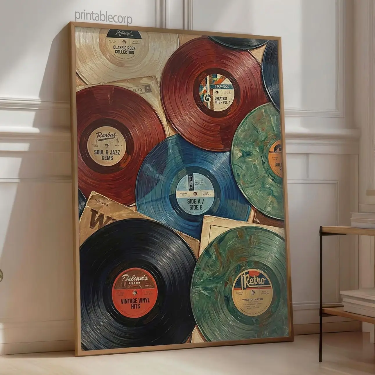 Vintage Record Eclectic Wall Art, Music Poster,  Trendy Decor| Framless Poster W