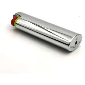 Metal Lighter Cover Case Pouch Holder Mirror Surface Silver Plain Color for BIC Full Size Classic Lighter Type J6, Idea for DIY Gift