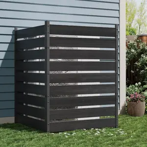 Black 49" h x 38" w (2 Panels) Cedar Privacy Screen,Trash Can Fence, Air Conditioner Fence, Wood Fence Panel,Ideal Outdoor Privacy Wall, Pool Equipment Enclosure