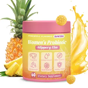 Women’s Probiotic Prebiotic Gummies | Hawaiian Pineapple, Slippery Elm & Lactobacillus | 60 Count pH Balance Support