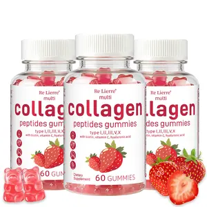 3 Bottles Re Lierre Collagen Peptide Gummies for Women & Men Sugar-Free 1500mg Protein Types I II III V X 5000mcg Biotin Methylated B12 Vitamins A C D E B8 for Skin Hair Nails Bone 60 Gummies