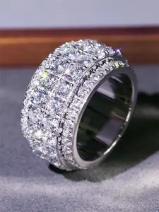 Rhinestone Decorated Ring, Statement Rings, Fashion Engagement Rings, Fashion Accessories for Women for Party and Daily Clothing Decor, Trends Wedding Anniversary Party Jewelry Gift, Jewelry Open Ring