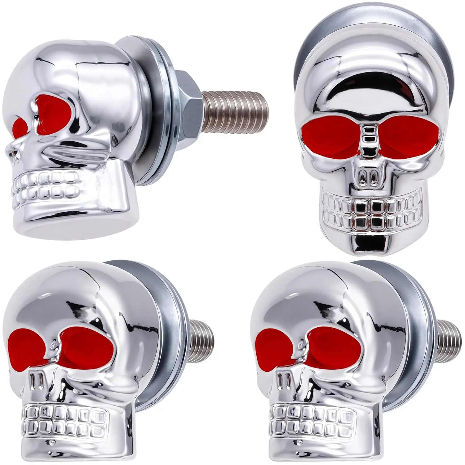 4 count Skull License Plate Screw Fasteners Kit, Cool Funny  Alloy  Universal Fits  , , and ()