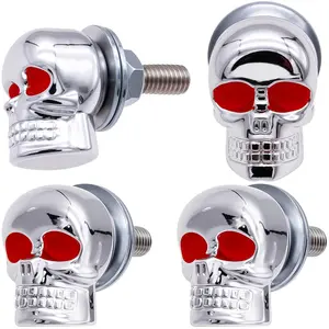 4 count Skull License Plate Screw Fasteners Kit, Cool Funny  Alloy  Universal Fits  , , and ()